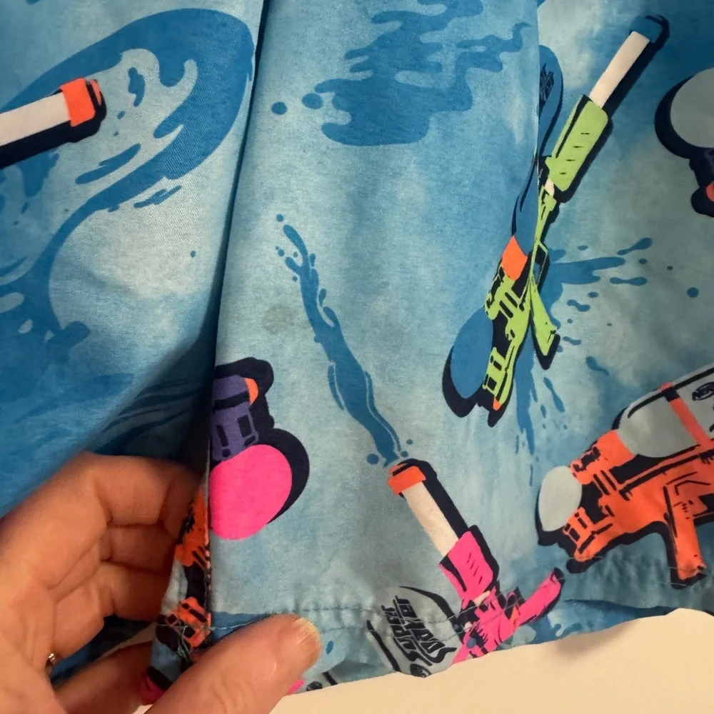 Under Armour Blue Swim Shorts with Neon Water Gun Print